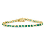 5.61ct G SI 14K Yellow Gold Natural Emerald Gemstones Bracelet 7" Long