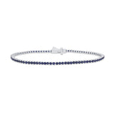 2.44ct G SI 14K White Gold Natural Blue Sapphire Tennis Bracelet 7"