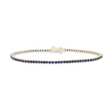 2.35ct 14K Yellow Gold Natural Blue Sapphire Tennis Bracelet 7"