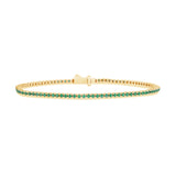 .98ct 14K Yellow Gold Natural Emerald Tennis Bracelet 7"