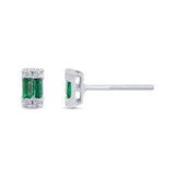 .17ct G SI 14K White Gold Diamond & Emerald Gemstones Earrings