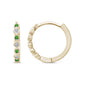 .15ct 14k Yellow Gold Diamond & Emerald Hoop Huggie Antique Earrings