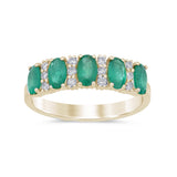 1.35ct G SI 14K Yellow Gold Diamond & Natural Emerald Gemstones Ring Size 6.5