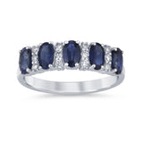 1.73ct G SI 14K White Gold Diamond & Blue Sapphire Gemstones Ring Size 6.5