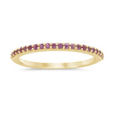 .22ct G SI 14K Yellow Gold Pink Sapphire Band Ring Size 6.5