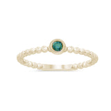 .04ct G SI 14K Yellow Gold Emerald Gemstone Beaded Ring Band Size 6.5