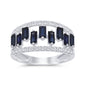 <span style="color:purple">SPECIAL!</span> 1.55ct G SI 14K White Gold Diamond & Baguette Blue Sapphire Gemstone Ring Band