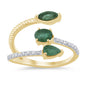 <span style="color:purple">SPECIAL!</span> .90ct G SI 14K Yellow Gold Diamond & Emerald Gemstones Wrap Around Band Ring  Size 6.5