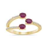 <span style="color:purple">SPECIAL!</span>.81ct G SI 14K Yellow Gold Diamond & Ruby Gemstones Wrap Around Band Ring  Size 6.5
