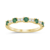 .48ct G SI 14K Yellow Gold Diamond & Emerald Gemstones Ring Band Size 6.5