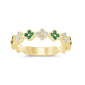 .26ct G SI 14K Yellow Gold Diamond & Emerald Gemstone Band Ring Size 6.5