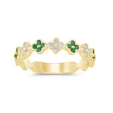 <span style="color:purple">SPECIAL!</span> .26ct G SI 14K Yellow Gold Diamond & Emerald Gemstone Band Ring Size 6.5