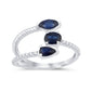 <span style="color:purple">SPECIAL!</span> 1.08ct G SI 14K White Gold Diamond & Blue Sapphire Gemstones Wrap Around Ring  Size 6.5