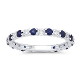.54ct G SI 14K White Gold Diamond & Blue Sapphire Gemstones Band Ring Size 6.5