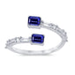 <span style="color:purple">SPECIAL!</span> .81ct G SI 14K White Gold Diamond & Blue Sapphire Gemstones Wrap Around Band Ring Size 6.5