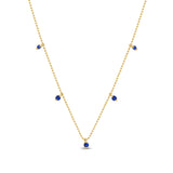 .31ct G SI 14K Yellow Gold Blue Sapphire Bead Style Chain Pendant Necklace