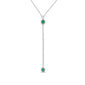 .05ct G SI 14K White Gold Emerald Gemstone Pendant Necklace 16" +2" EXT