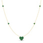 <span style="color:purple">SPECIAL!</span> .32ct G SI 14K Yellow Gold Emerald Gemstone Heart Pendant Necklace 18" Long