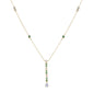 <span style="color:purple">SPECIAL!</span> .21ct G SI 14K Yellow Gold Diamond & Emerald Gemstone Drop Pendant Necklace 16" + 2" Ext