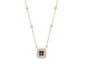 .17ct G SI 14K Yellow Gold Diamond Blue Sapphire Gemstone & Diamond Pendant Necklace