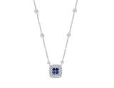.18ct G SI 14K White Gold Diamond & Blue Sapphire Pendant Necklace