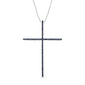 <span style="color:purple">SPECIAL!</span> .47ct G SI 14K White Gold Blue Sapphire Gemstones Cross Pendant Necklace 18" Long Chain