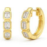 .52ct G SI 14kt Yellow Gold Emerald Cut Diamond Bezel Set Earrings