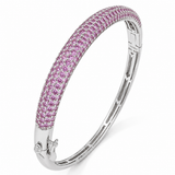 <span style="color:purple">SPECIAL!</span> 5.28ct G SI 14kt White Gold Pink Sapphire Pave Set Gemstone Bangle (Copy)