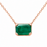 <span style="color:purple">SPECIAL!</span> .81ct G SI 14K Rose Gold Emerald Gemstone Solitaire Pendant Necklace 18" Chain