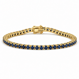 <span style="color:purple">SPECIAL!</span> 6.97ct G SI 14kt Yellow Gold Blue Sapphire Gemstone Tennis Bracelet 7" Long
