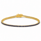 <span style="color:purple">SPECIAL!</span> 2.13ct G SI 14kt Yellow Gold Blue Sapphire Gemstone Tennis Bracelet 7" Long