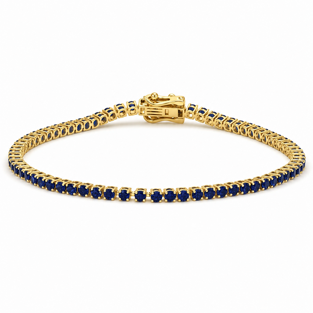 <span style="color:purple">¡ESPECIAL!</span> Pulsera de tenis de oro blanco de 14 kt con zafiro azul, 3,82 ct G SI, 17,78 cm de largo