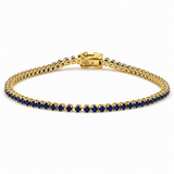 <span style="color:purple">¡ESPECIAL!</span> Pulsera de tenis de oro blanco de 14 kt con zafiro azul, 3,82 ct G SI, 17,78 cm de largo