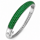 <span style="color:purple">SPECIAL!</span> 3.81ct G SI 14kt White Gold Emerald Pave Set Gemstone Bangle