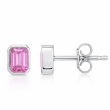 .67ct 14kt White Gold Pink Sapphire Gemstone Bezel Set Stud Earrings