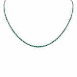 3.39ct G SI 14K White Gold Round Emerald Gemstone Tennis Necklace 12+4" Ext