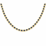 17.66ct G SI Yellow Gold Diamond & Blue Sapphire Gemstone Necklace 16" long