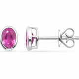 .98ct G SI 14kt White Gold Oval Pink Sapphire Gemstone Earrings