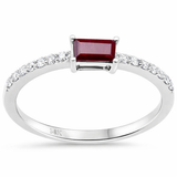 .47ct G SI 14K White Gold Diamond & Ruby Gemstone Ring Size 6.5