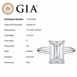 <span style="color:purple">¡ESPECIAL!</span>.90ct G SI 14K Oro Blanco Anillo de Compromiso Solitario con Diamante Corte Esmeralda Talla 6.5