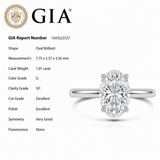 <span style="color:purple">SPECIAL!</span> 1.01ct G-SI1 GIA CERTIFIED 14K White Gold Oval Cut Diamond Solitaire Engagement Ring 6.5