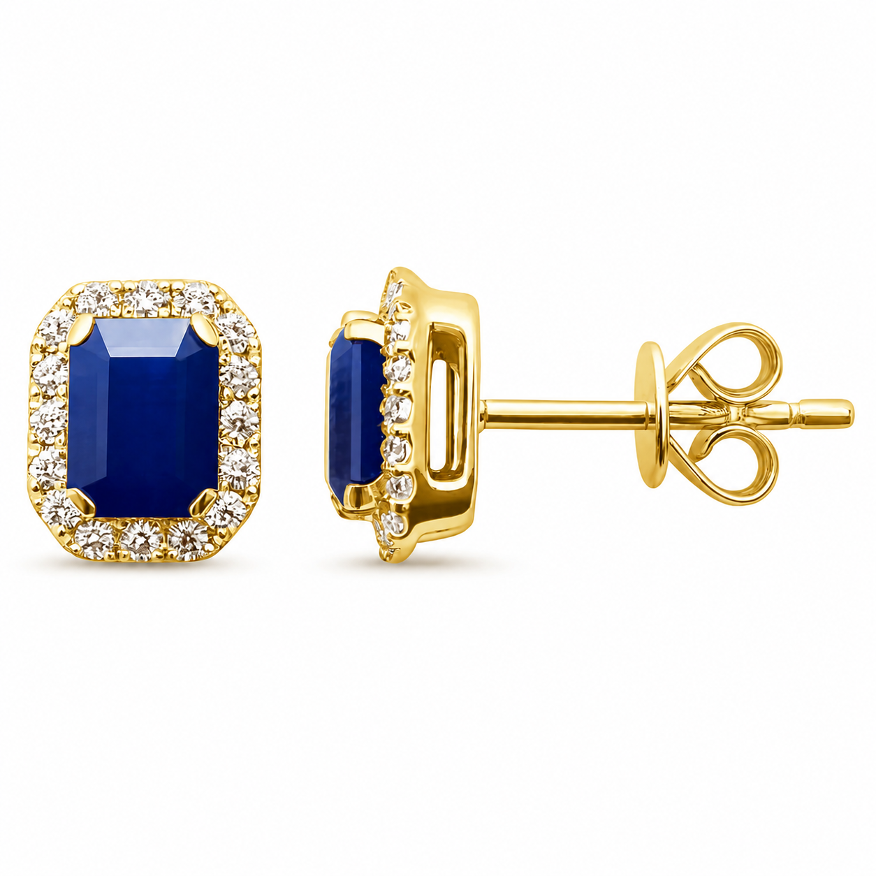 <span style="color:purple">¡ESPECIAL!</span>Pendientes de oro blanco de 14 quilates con diamantes y zafiros azules de 1,53 ct G SI