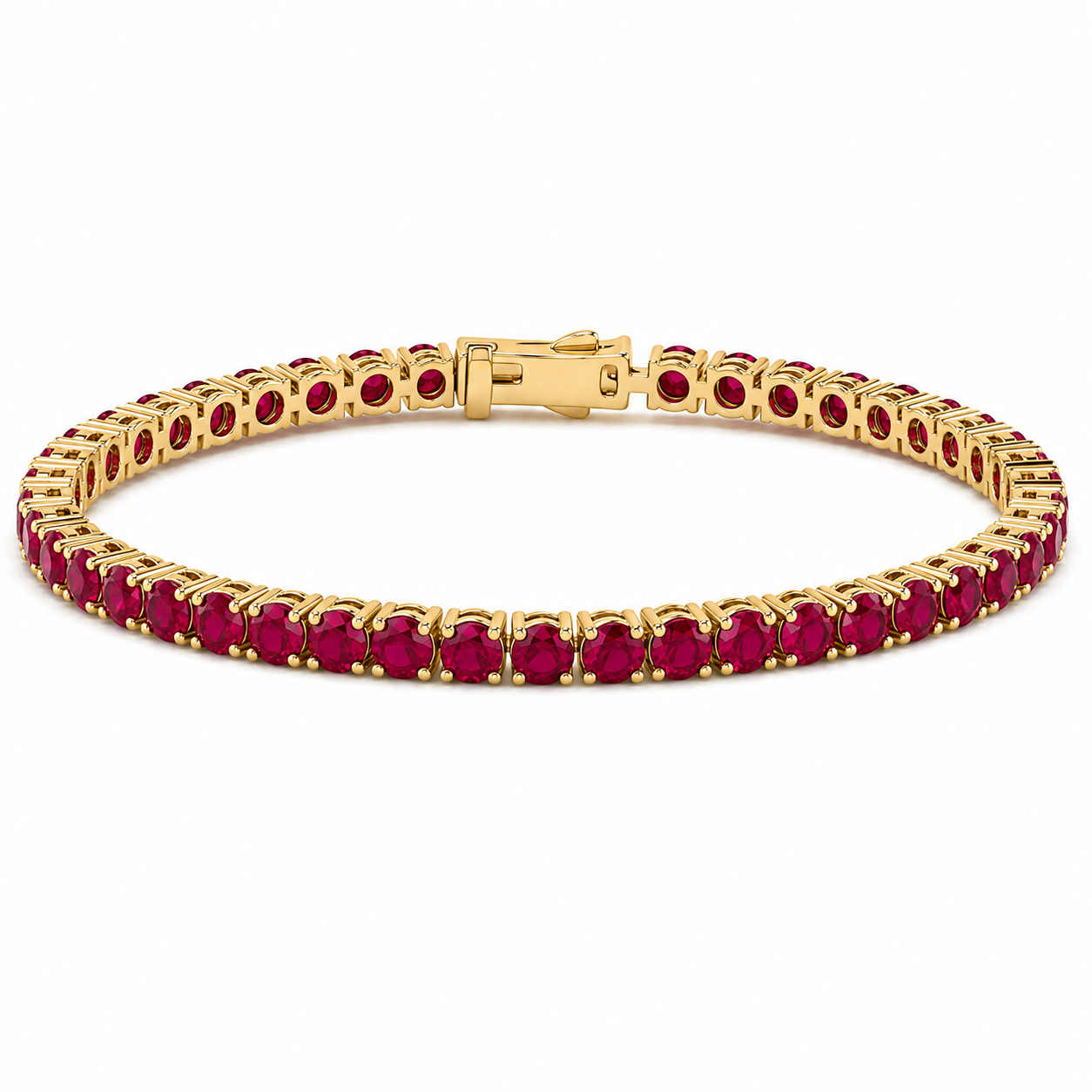 <span style="color:purple">SPECIAL!</span> 6.64ct G SI 14K Yellow Gold Ruby Gemstones Tennis Bracelet
