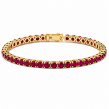 <span style="color:purple">SPECIAL!</span> 6.64ct G SI 14K Yellow Gold Ruby Gemstones Tennis Bracelet