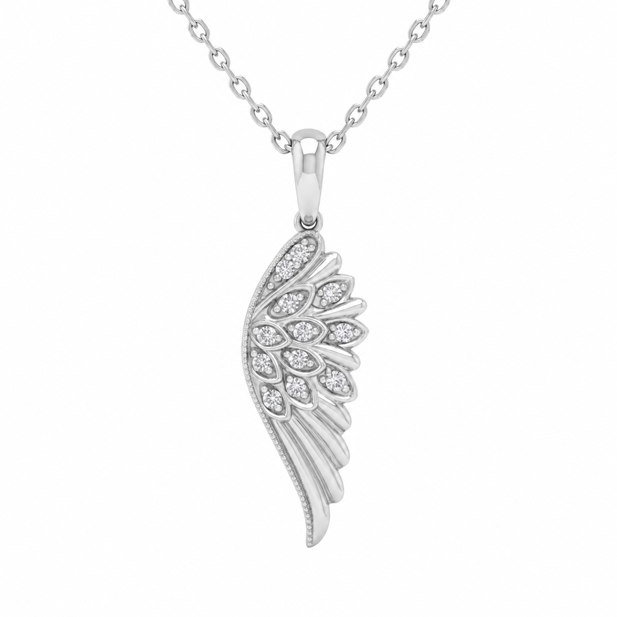 <span style="color:purple">¡ESPECIAL!</span>.09ct G SI Collar con colgante de ala de ángel de diamante de oro amarillo de 14kt 18" de largo