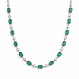 <span style="color:purple">SPECIAL!</span> 9.50ct G SI 14K White Gold Diamond & Emerald Gemstone Necklace 16" Long