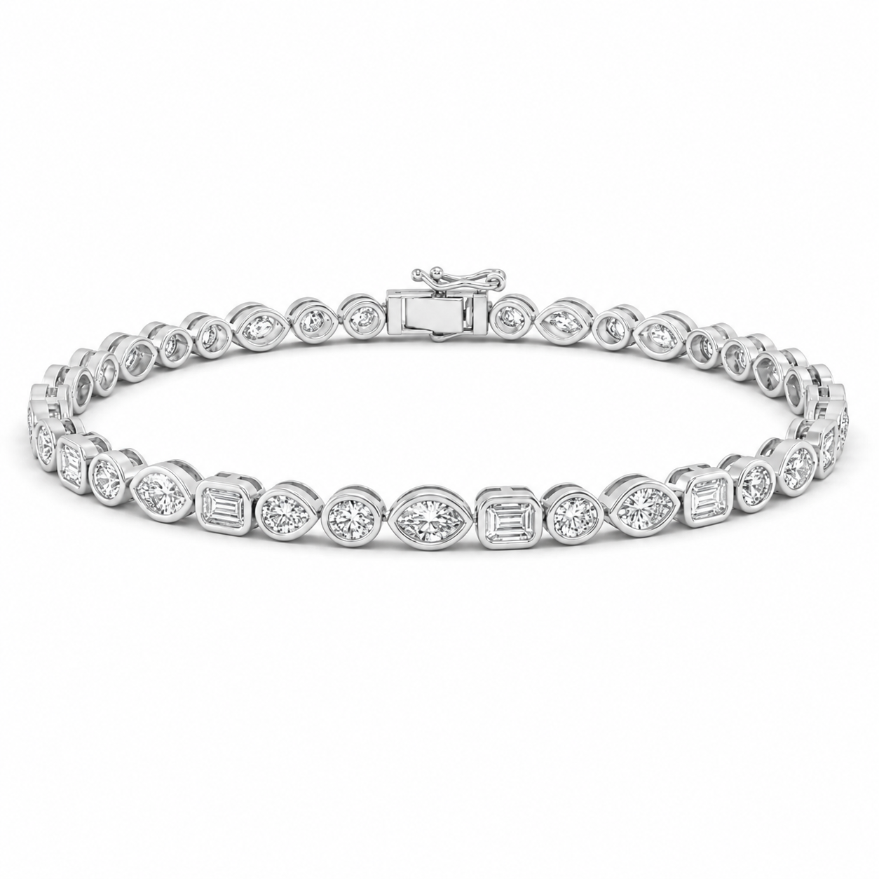 <span style="color:purple">¡ESPECIAL!</span> Pulsera de 3,49ct G SI en oro amarillo de 14kt con diamantes de varias formas engastados en bisel, 7" de largo