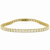 5.64ct G SI 14K Yellow Gold Emerald Cut Diamond Bezel Set Tennis Bracelet 7" Long