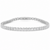 5.66ct G SI 14K White Gold Emerald Cut Diamond Bezel Set Tennis Bracelet 7" Long