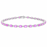6.06ct G SI 14KT White Gold Diamond & Pink Sapphire Gemstone Tennis Bracelet 8"